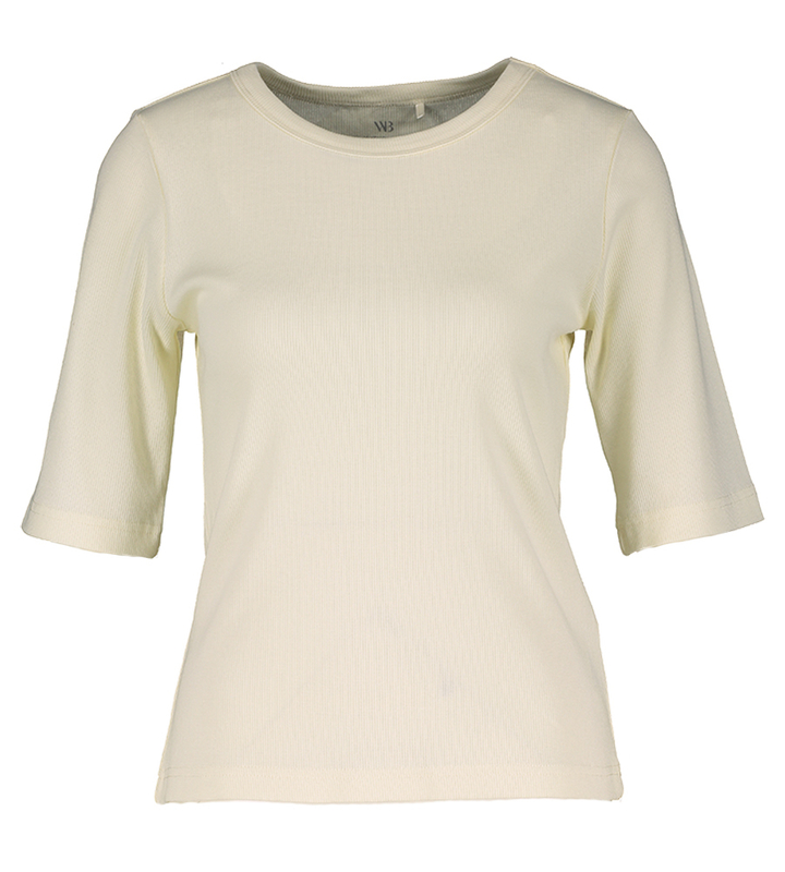 Ecru t-shirt met driekwart mouw Lullu Withblack