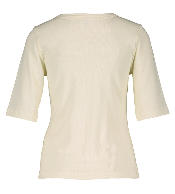 Ecru t-shirt met driekwart mouw Lullu Withblack