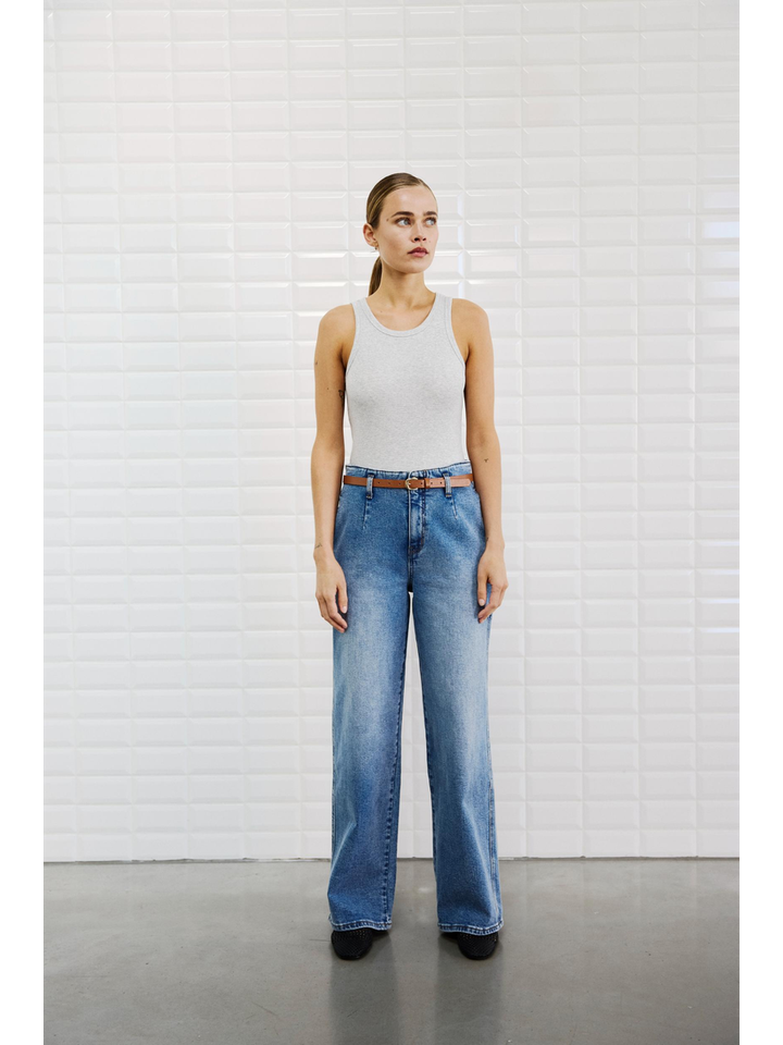 Grijze basic top Dordi Tank Withblack