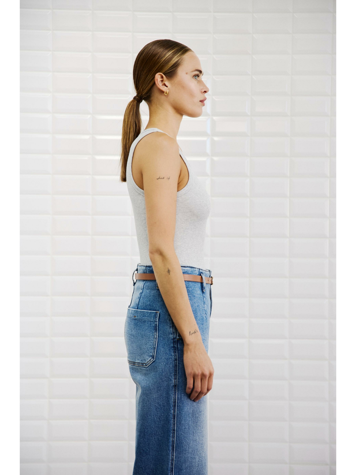 Grijze basic top Dordi Tank Withblack