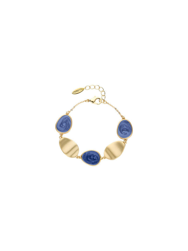 Armband met blauwe harsstenen en goudkleurige schakels Les Cordes