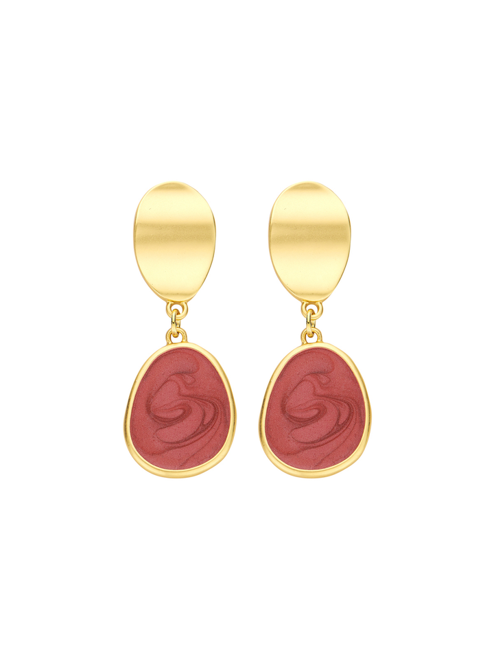 Oorbellen in fuchsia hars en goudkleurig metaal Les Cordes