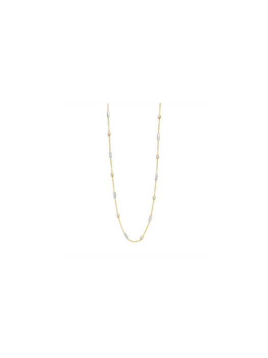 Lange goudkleurige halsketting met langwerpige parels Les Cordes