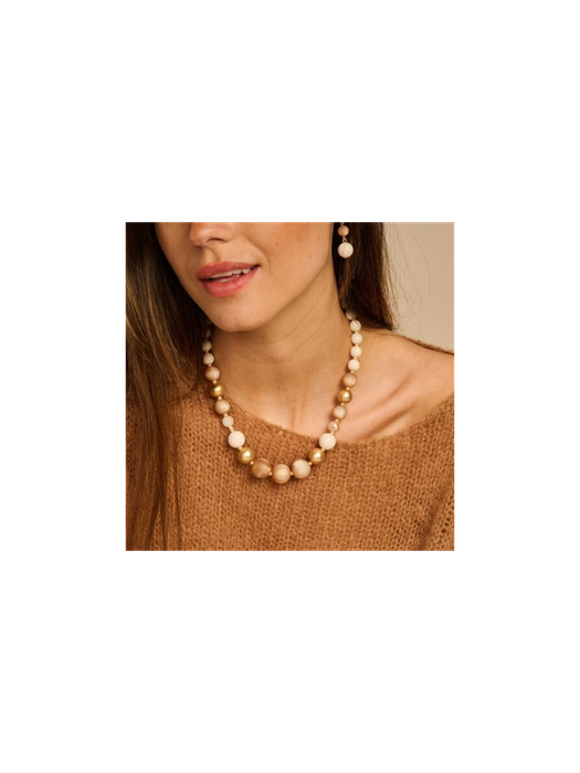 Bruine halsketting met ronde parels Les Cordes