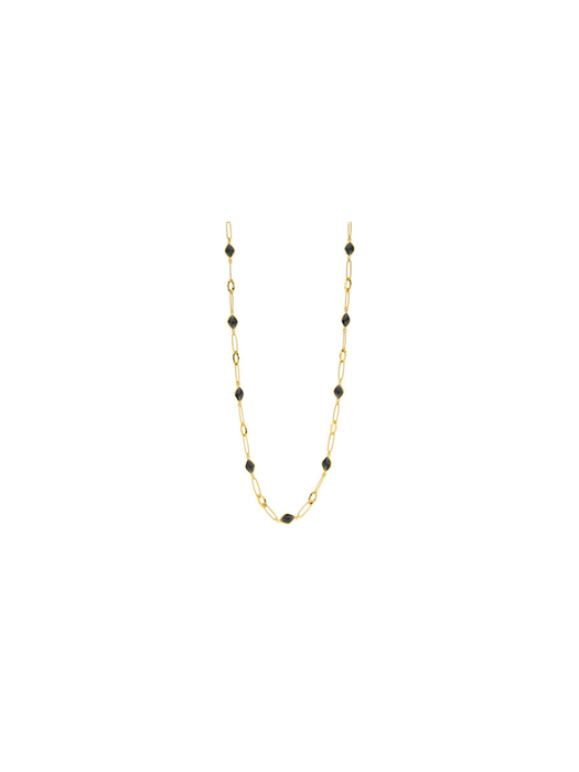 Lange grijze halsketting met steen in hars Les Cordes