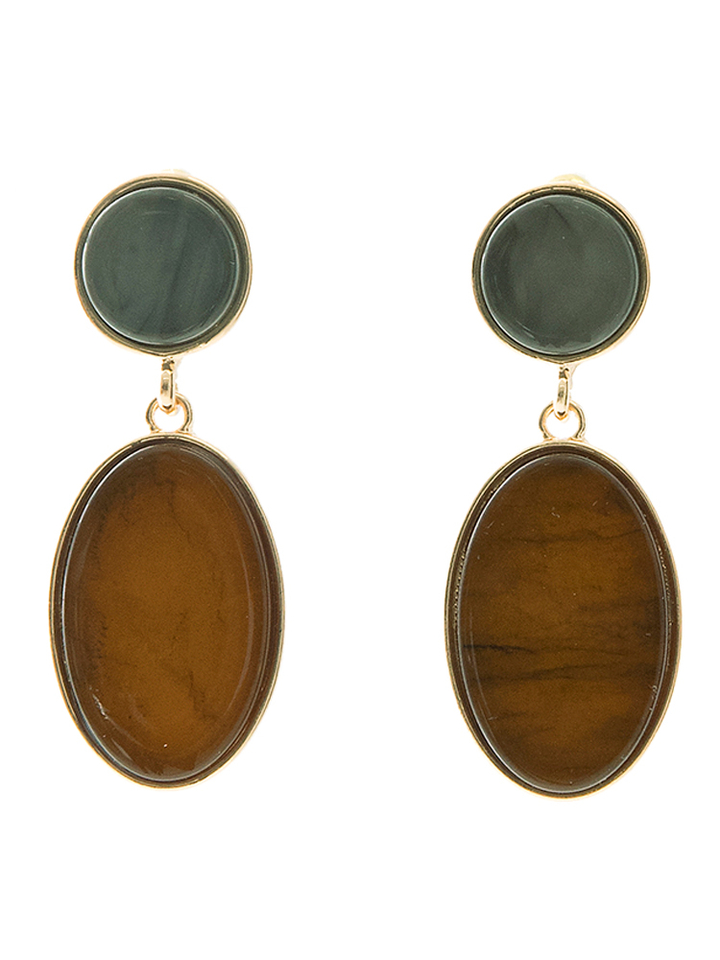 Groene oorbellen ovale hanger Les Cordes