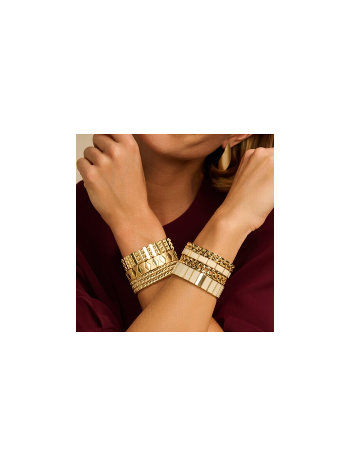 Armband in mat goud met geometrische schakels Les Cordes