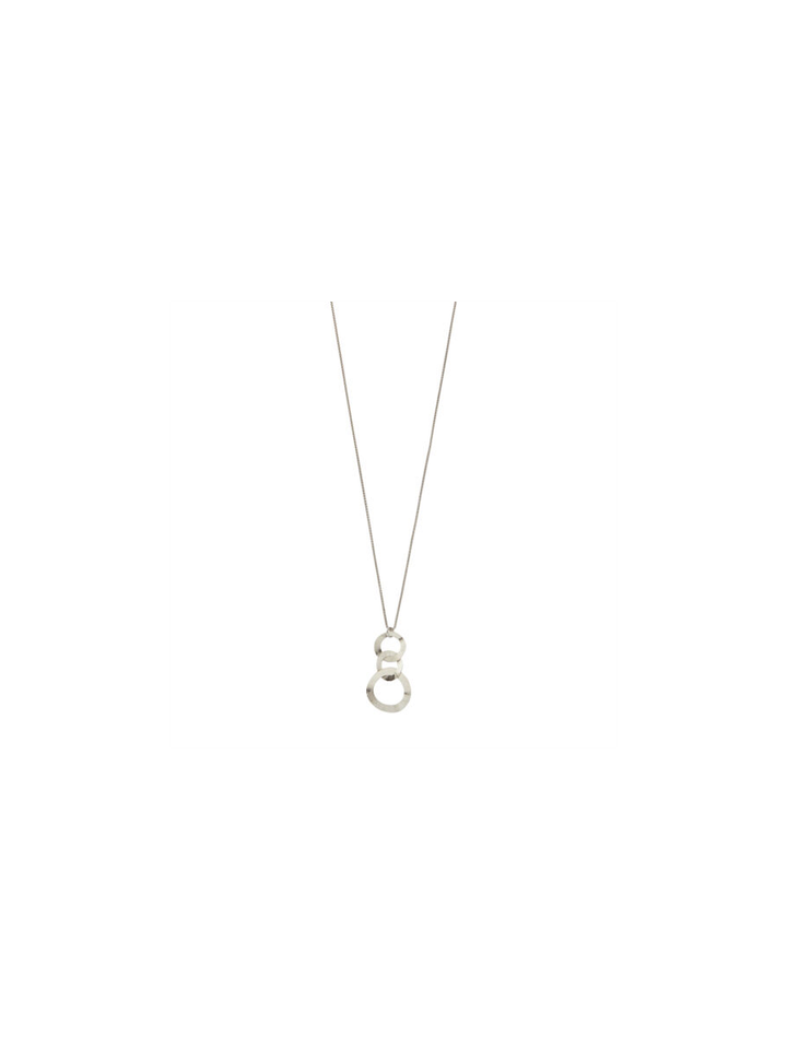 Lange halsketting zilverkleurig met ronde hanger Les Cordes 