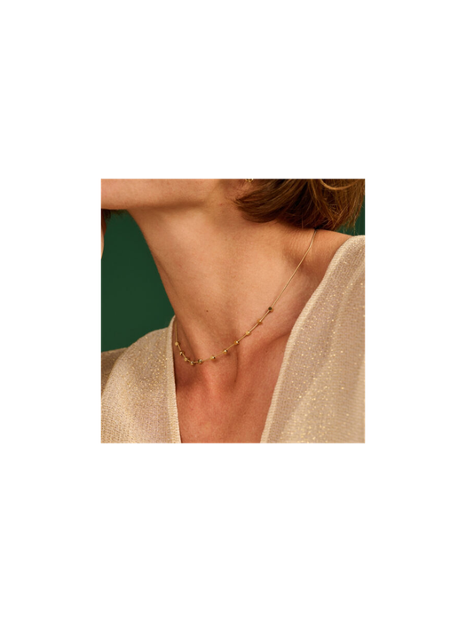 Goudkleurige halsketting platte schakels Les Cordes