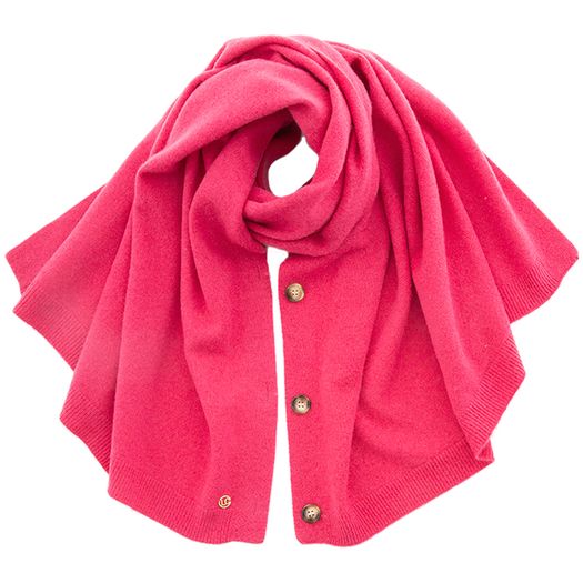 Fushia poncho in wol met knoopjes Les Cordes