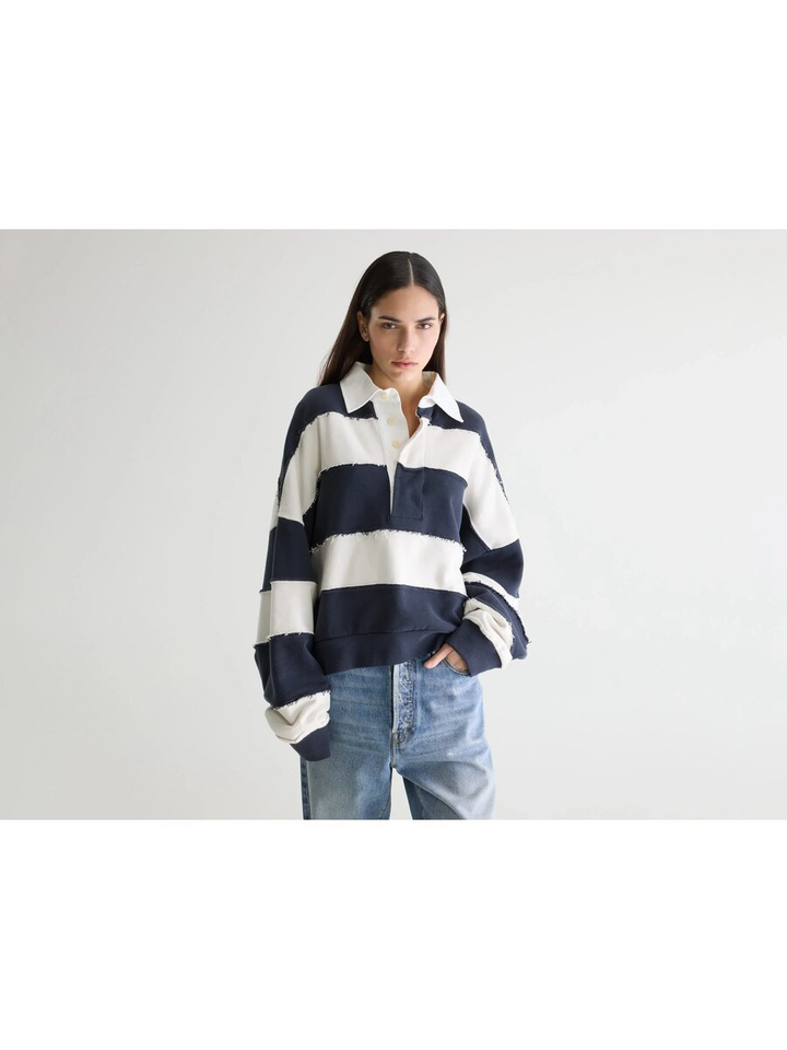 Blauw ecru gestreepte sweater Furen Bellerose