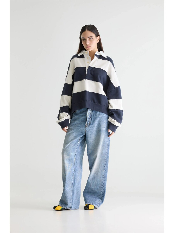 Blauw ecru gestreepte sweater Furen Bellerose