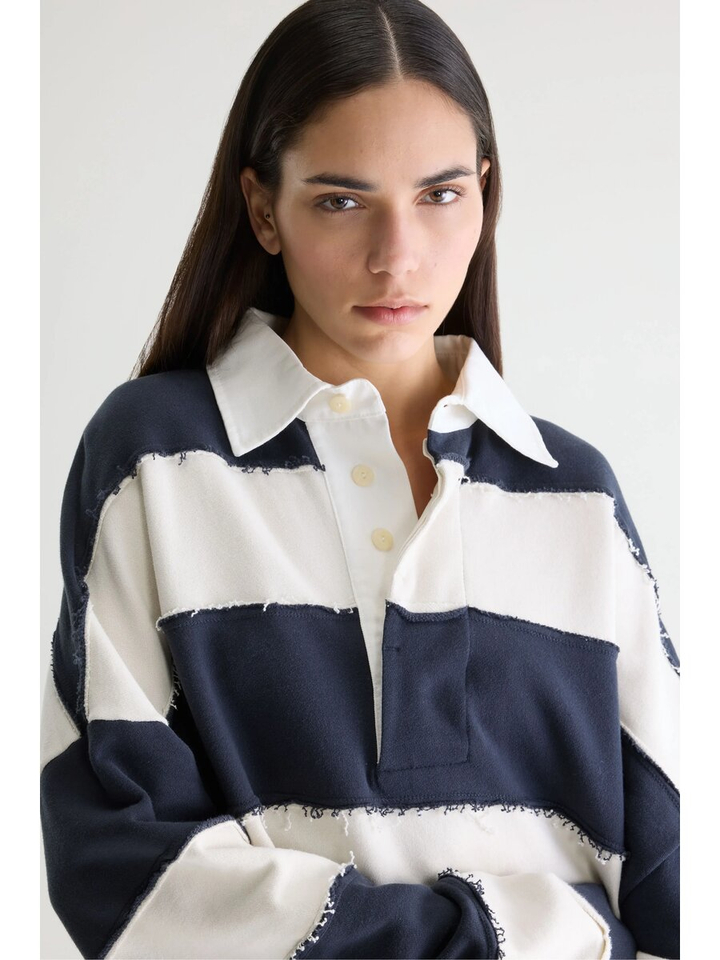 Blauw ecru gestreepte sweater Furen Bellerose