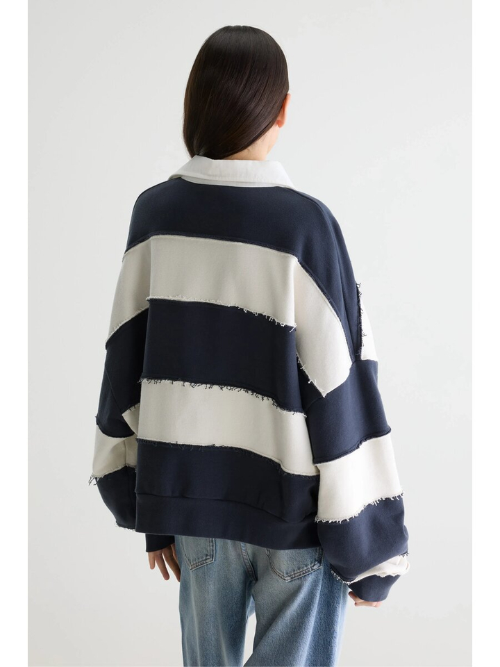 Blauw ecru gestreepte sweater Furen Bellerose