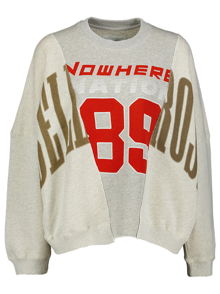Beige oversized sweater met rood bruine print Flipa Bellerose