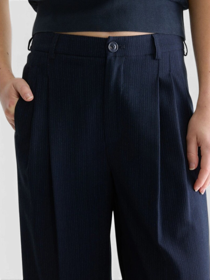 Blauwe flare broek met streep Volkert Bellerose