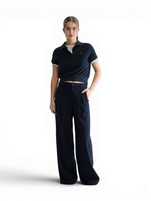 Blauwe flare broek met streep Volkert Bellerose