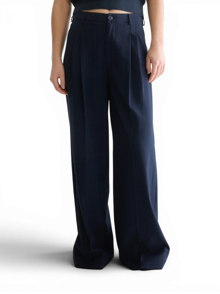 Blauwe flare broek met streep Volkert Bellerose