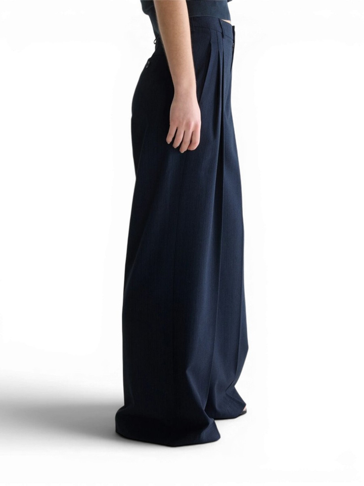 Blauwe flare broek met streep Volkert Bellerose