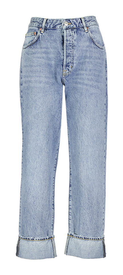 Blauwe loose fit jeans met boord Kurt Bellerose