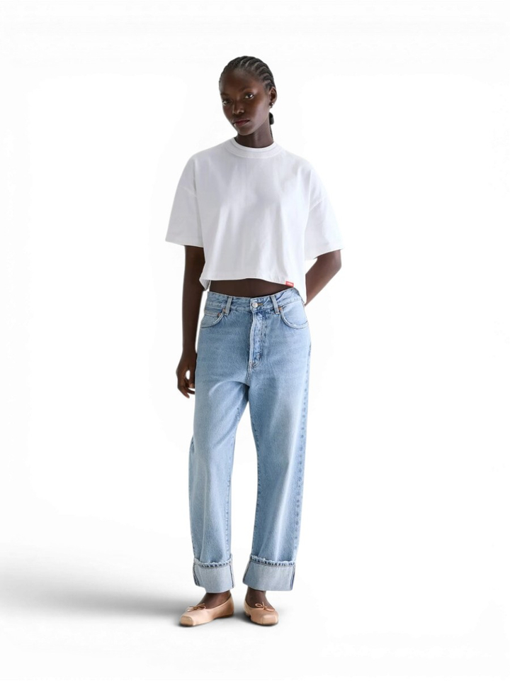 Blauwe loose fit jeans met boord Kurt Bellerose