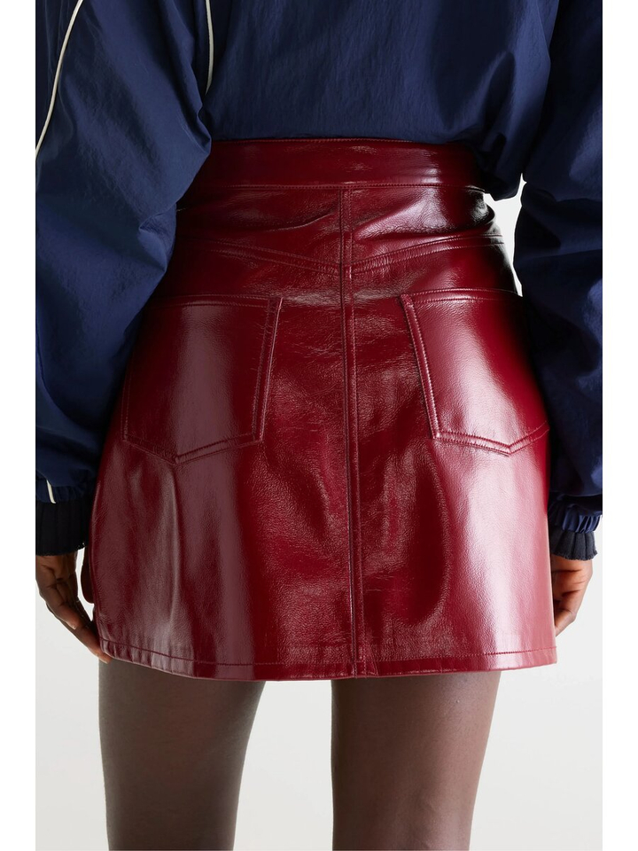 Bordeaux minirok in imitatieleer Sour Bellerose