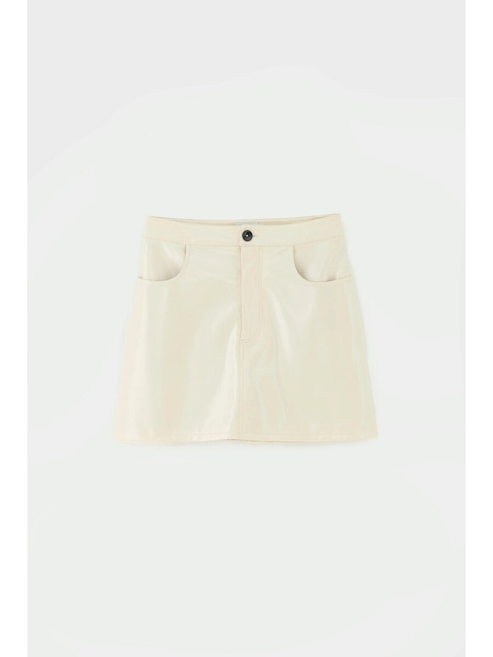 Ecru kleurige minirok in imitatieleer Sour Bellerose