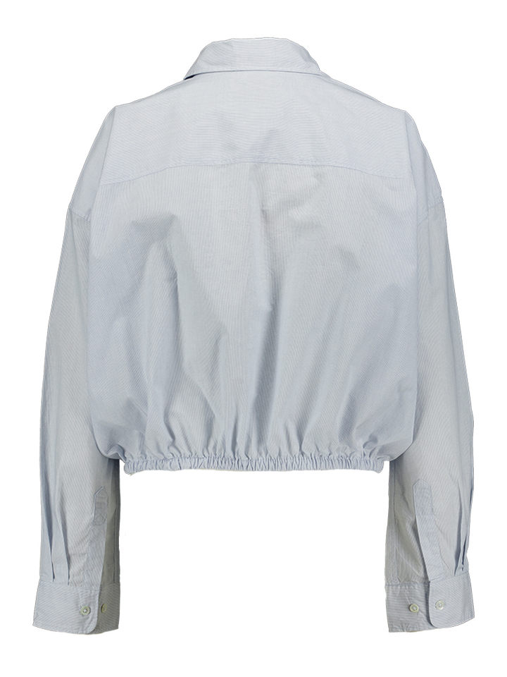 Blauwe gestreepte bloes met elastiek onderaan Gemme Bellerose 