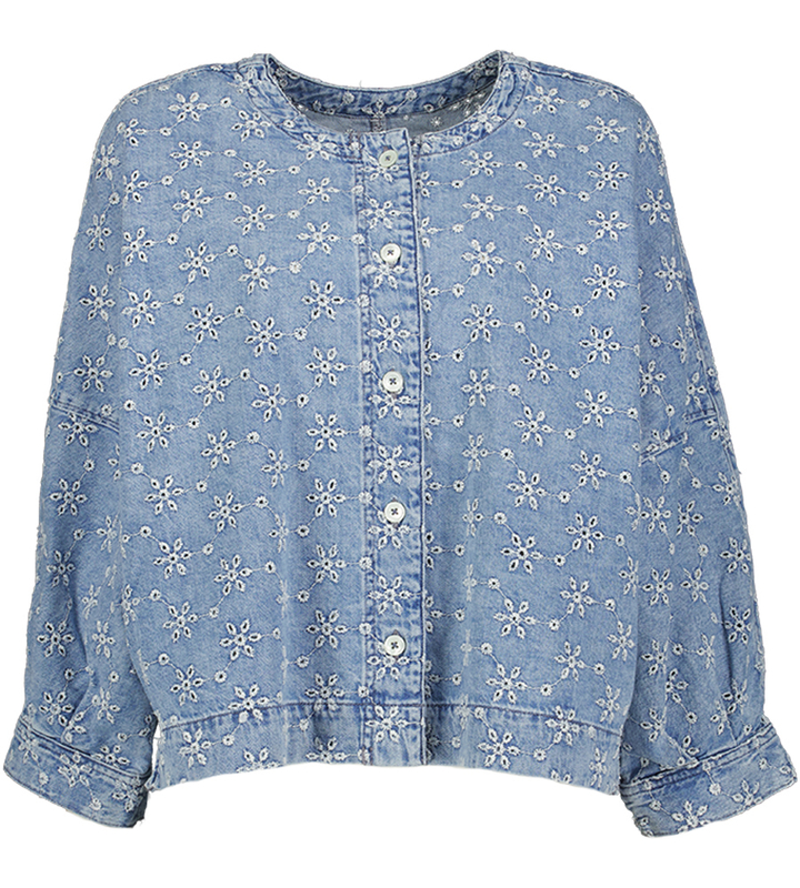 Blauwe jeans jas met broderie Pinda Bellerose