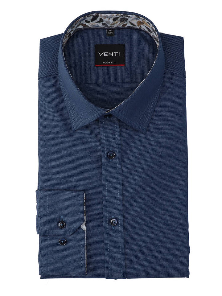 Blauw katoenen hemd (regular fit) met lange mouwen Venti 