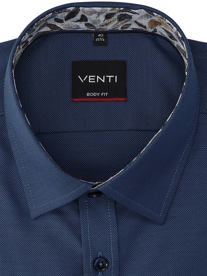 Blauw katoenen hemd (regular fit) met lange mouwen Venti 