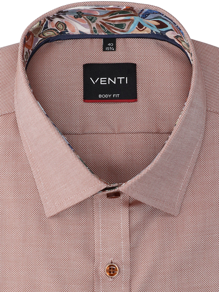 Bruin katoenen hemd (regular fit) met details en lange mouwen Venti