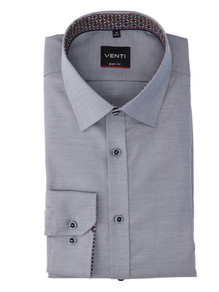 Bl;auw katoenen hemd (regular fit) met details en lange mouwen Venti