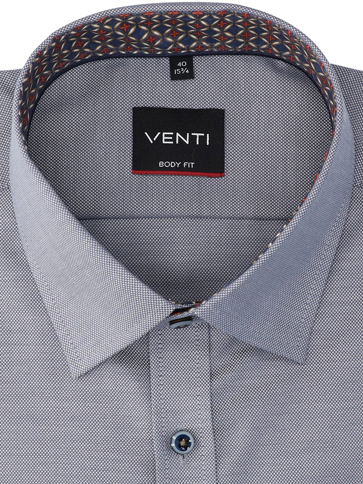 Bl;auw katoenen hemd (regular fit) met details en lange mouwen Venti