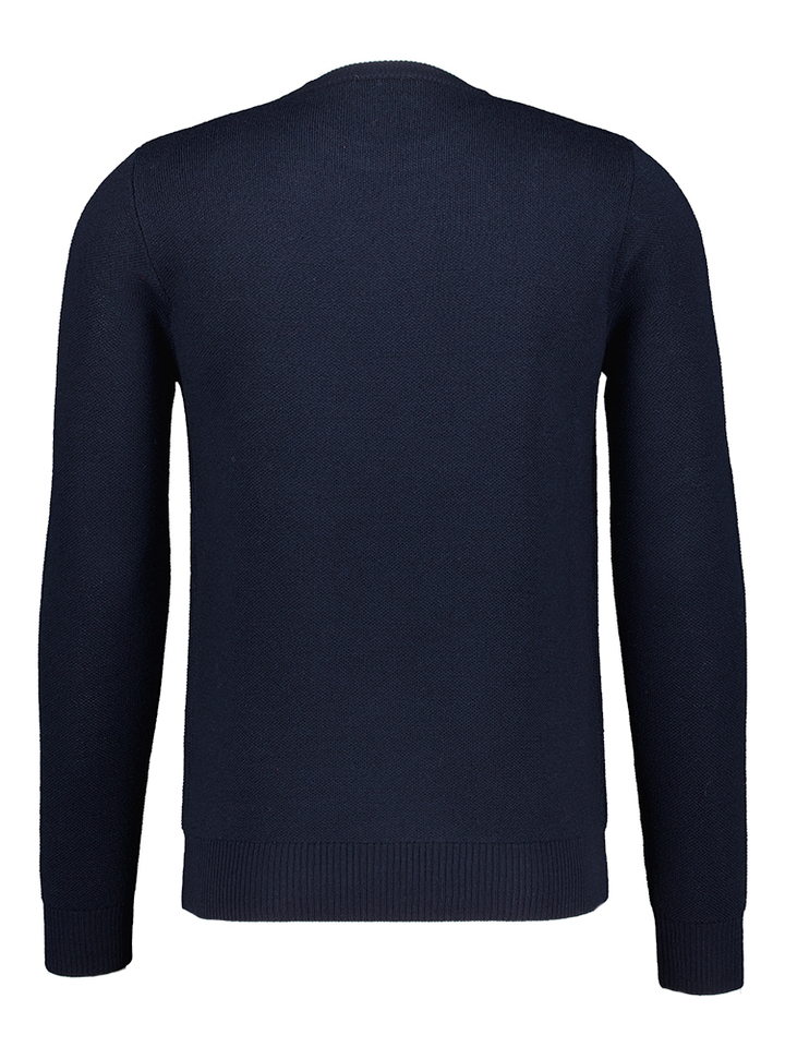 Donkerblauwe gebreide pull in merino wol Altobello
