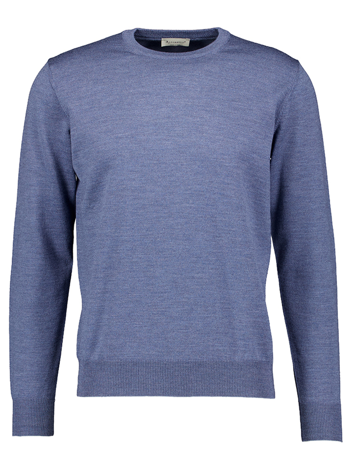 Jeansblauwe trui met detail aan de elleboog Altobello