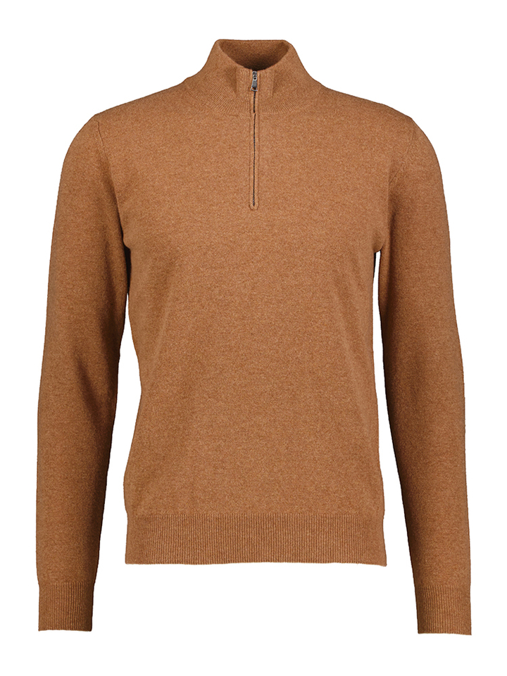 Cognac kleurige trui met elleboog patch Altobello