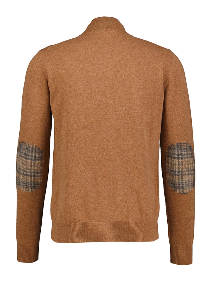 Cognac kleurige trui met elleboog patch Altobello