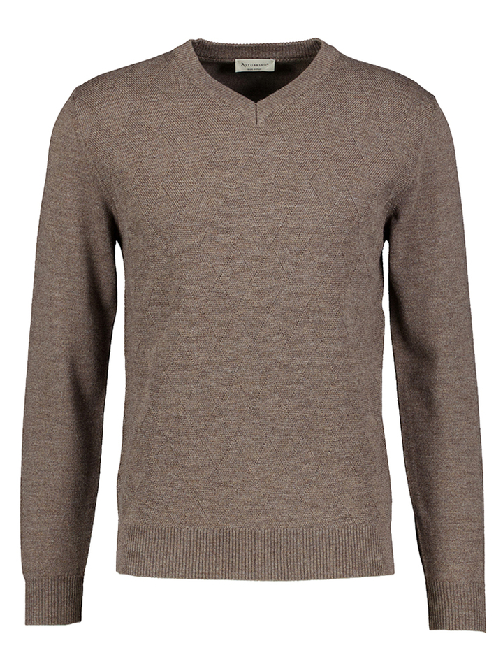 Grijze trui met fijn ruit motief Altobello