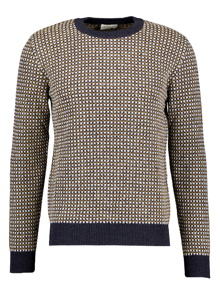 Multicolor trui met print in merino wol Altobello