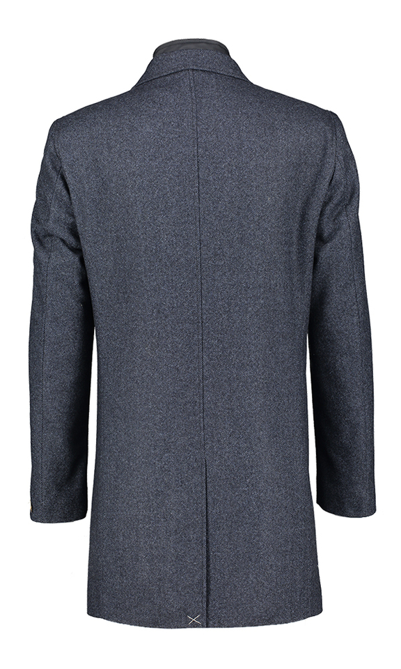 Blauwe wollen mantel met afneembare rits Mario Fiorenzo 