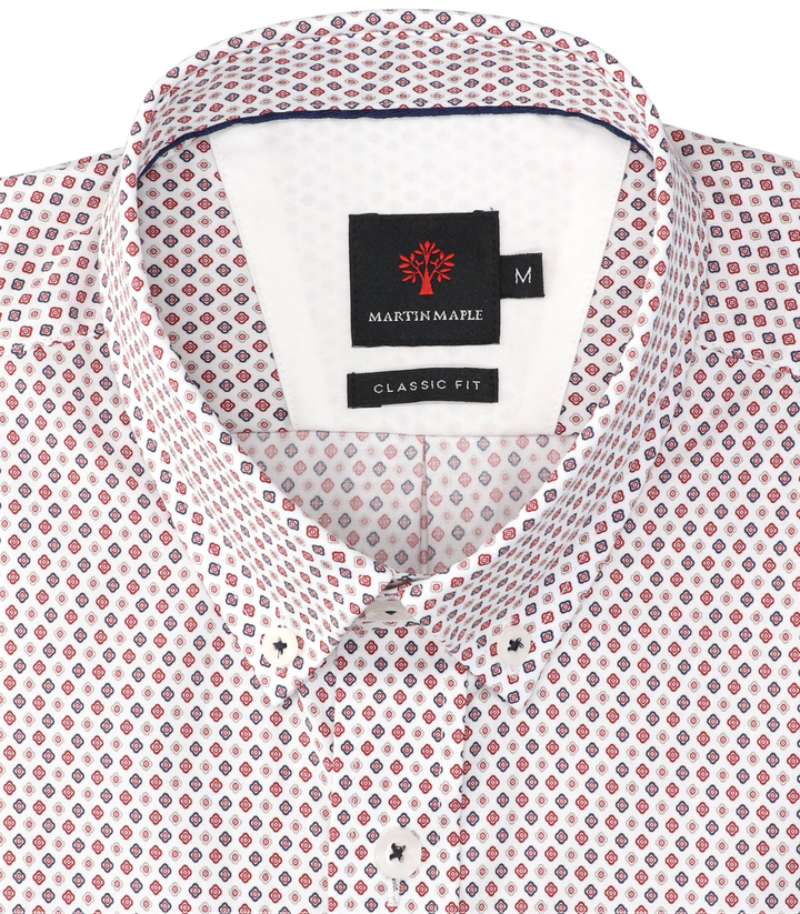 Fantasie wit katoenen hemd (regular fit) met details en lange mouwen Martin Maple