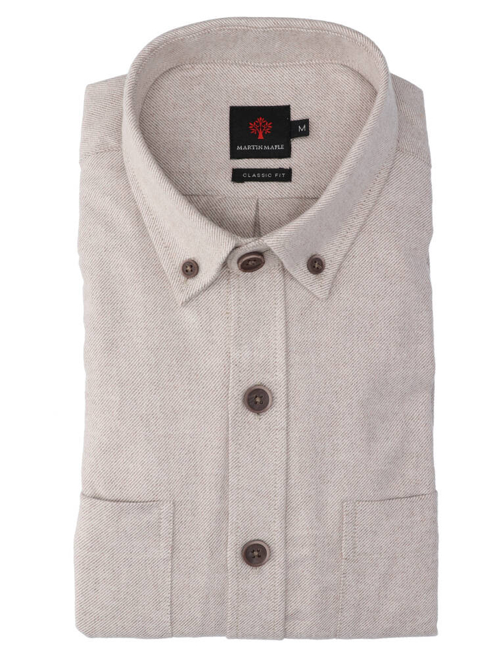 Beige katoenen hemd (regular fit) met lange mouwen Martin Maple