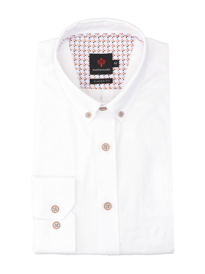 Wit katoenen hemd (regular fit) met lange mouwen Martin Maple