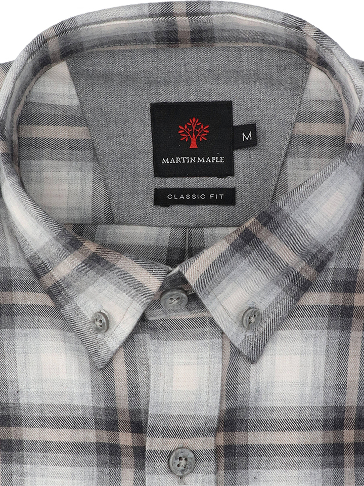 Beige katoenen hemd (regular fit) met ruiten en lange mouwen Martin Maple