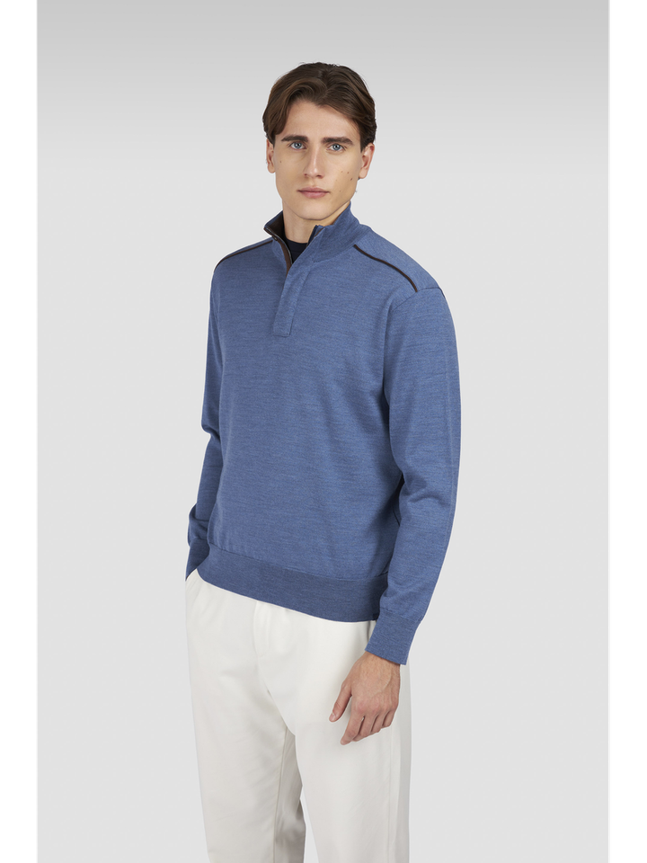Blauwe trui met korte rits Paul&Shark 