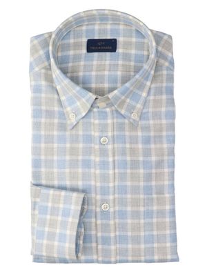 Blauw katoenen hemd (regular fit) met ruiten en lange mouwen Paul&Shark