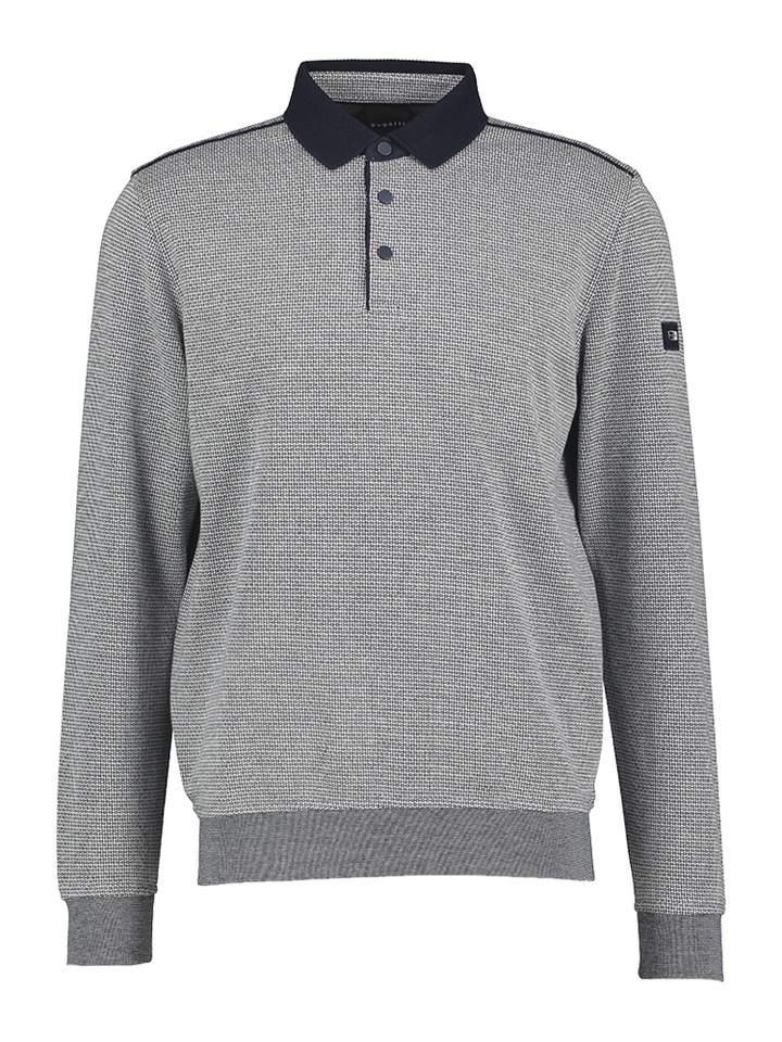 Marine polo met kraag en lange mouwen Bugatti