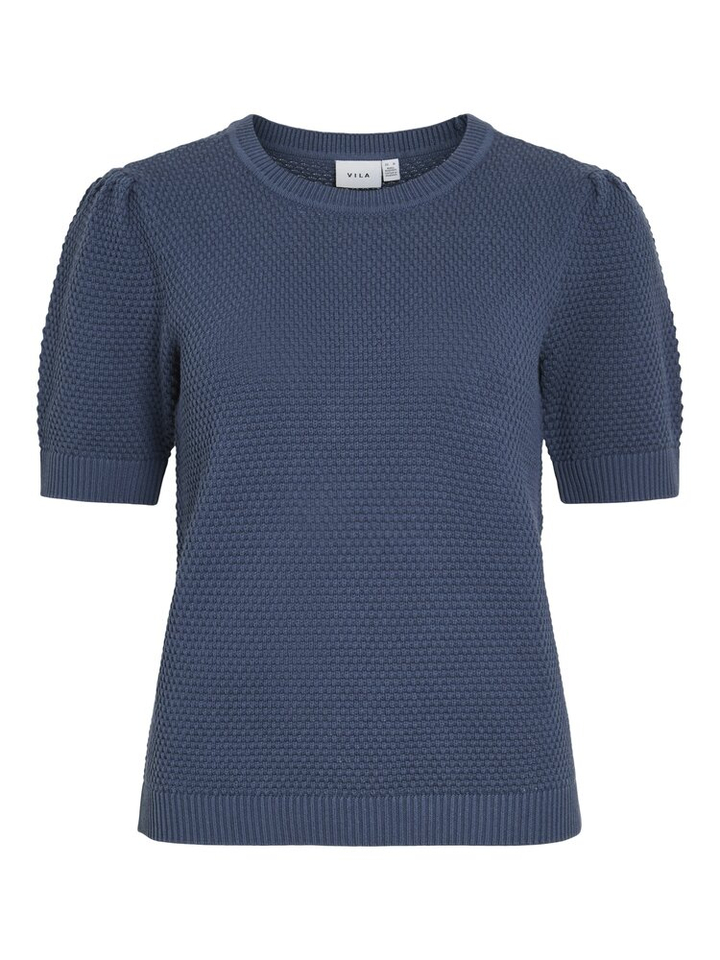 Vintage indigo blauwe pull met korte mouwen Vidalo Vila