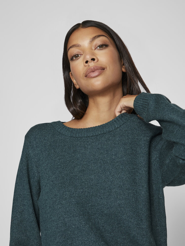 Donkergroene trui met ronde hals Viril Vila 